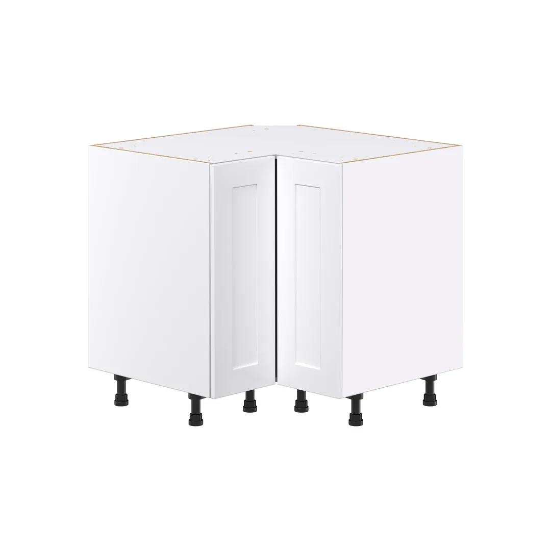 Hugo&Borg Jolie 36-in W x 34.5-in H x 36-in D Warm White Lazy Susan Corner Base Fully Assembled Cabinet (Recessed Panel Shaker Style), photo 7 of 16