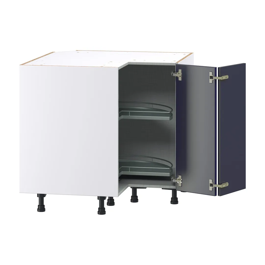 Hugo&Borg Lorette 36-in W x 34.5-in H x 36-in D Navy Blue Lazy Susan Corner Base Fully Assembled Cabinet (Recessed Panel Shaker Style), photo 6 of 10