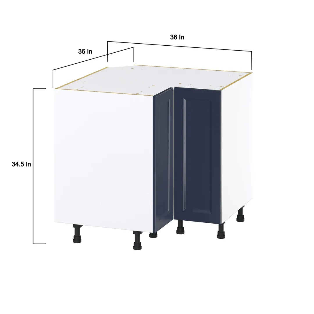 Hugo&Borg Lorette 36-in W x 34.5-in H x 36-in D Navy Blue Lazy Susan Corner Base Fully Assembled Cabinet (Recessed Panel Shaker Style), photo 4 of 10