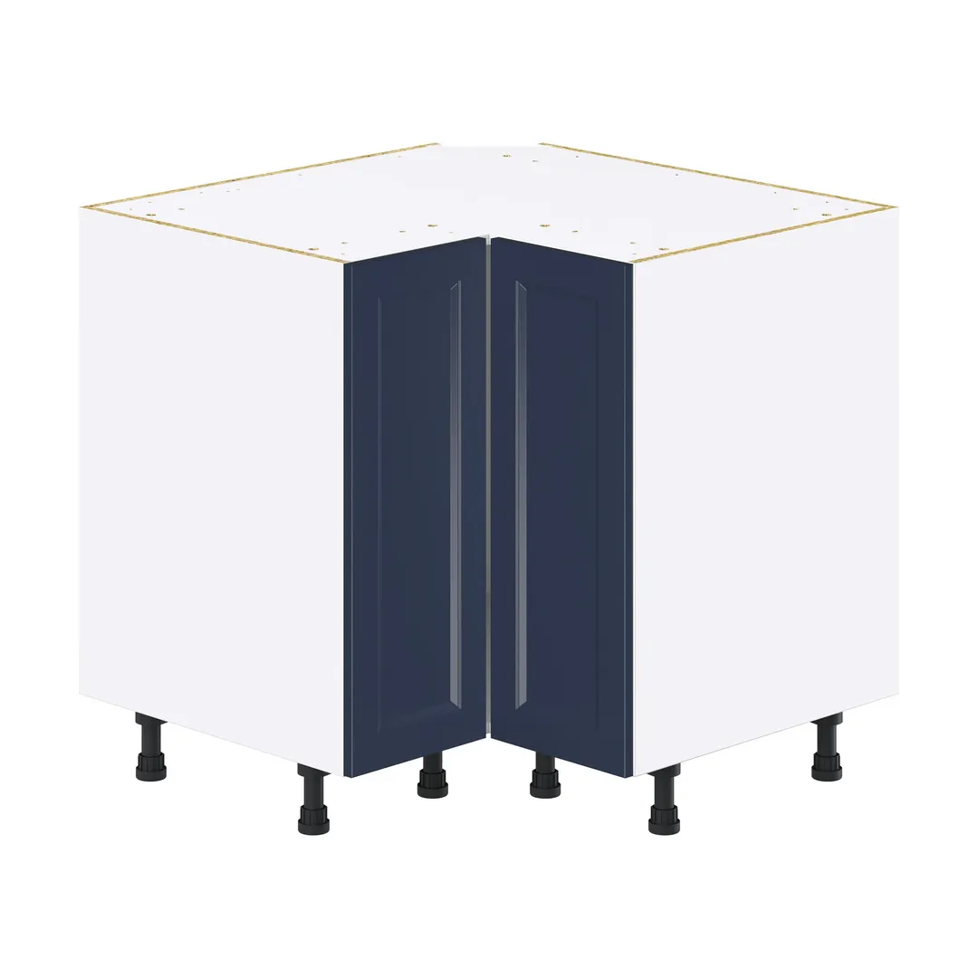 Hugo&Borg Lorette 36-in W x 34.5-in H x 36-in D Navy Blue Lazy Susan Corner Base Fully Assembled Cabinet (Recessed Panel Shaker Style), photo 7 of 10