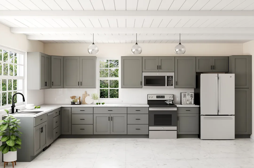 RELIABILT Overlake 18-in W x 90-in H x 24-in D Gray Pantry Ready To Assemble Plywood Cabinet (Recessed Panel Shaker Door Style), photo 17 of 21