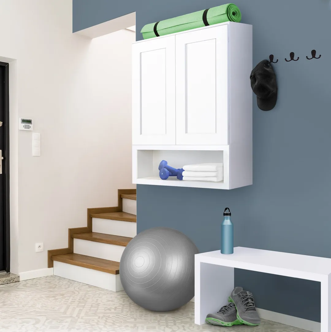 Design House Brookings 33-in W x 24-in H x 12-in D White Maple Wall Ready To Assemble Plywood Cabinet (Recessed Panel Shaker Door Style), photo 11 of 19