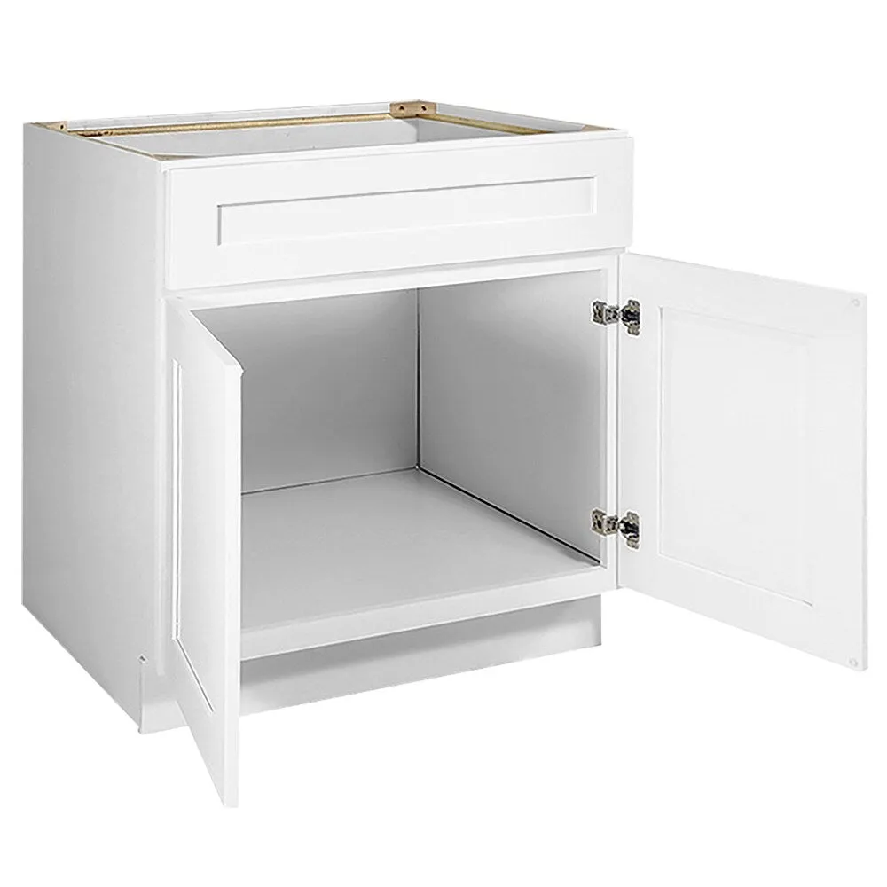 Design House Brookings 33-in W x 34.5-in H x 24-in D White Maple Base Fully Assembled Plywood Cabinet (Recessed Panel Shaker Door Style), photo 7 of 20
