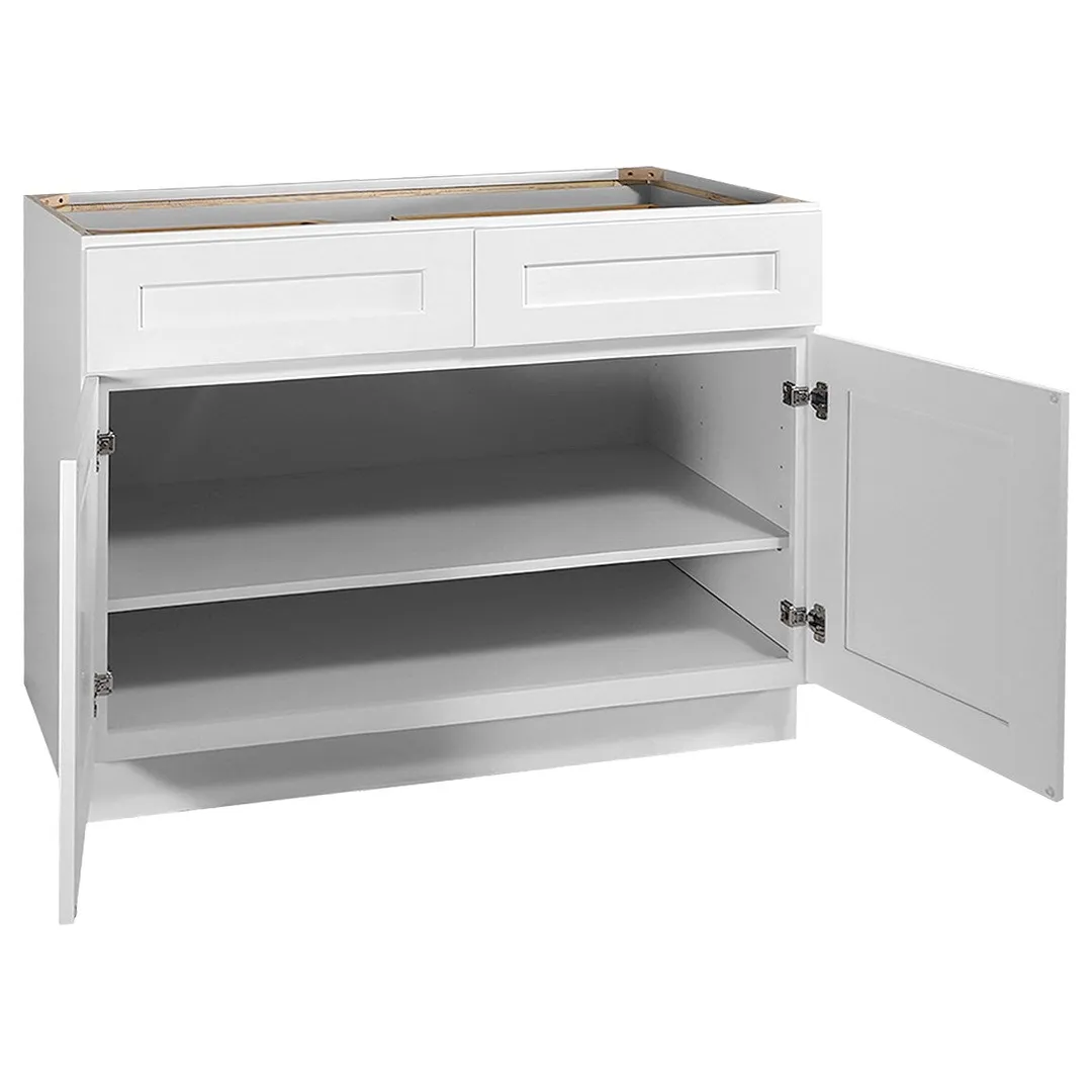 Design House Brookings 48-in W x 34.5-in H x 24-in D White Maple 2-Drawers Base Fully Assembled Plywood Cabinet (Recessed Panel Shaker Style), photo 7 of 20
