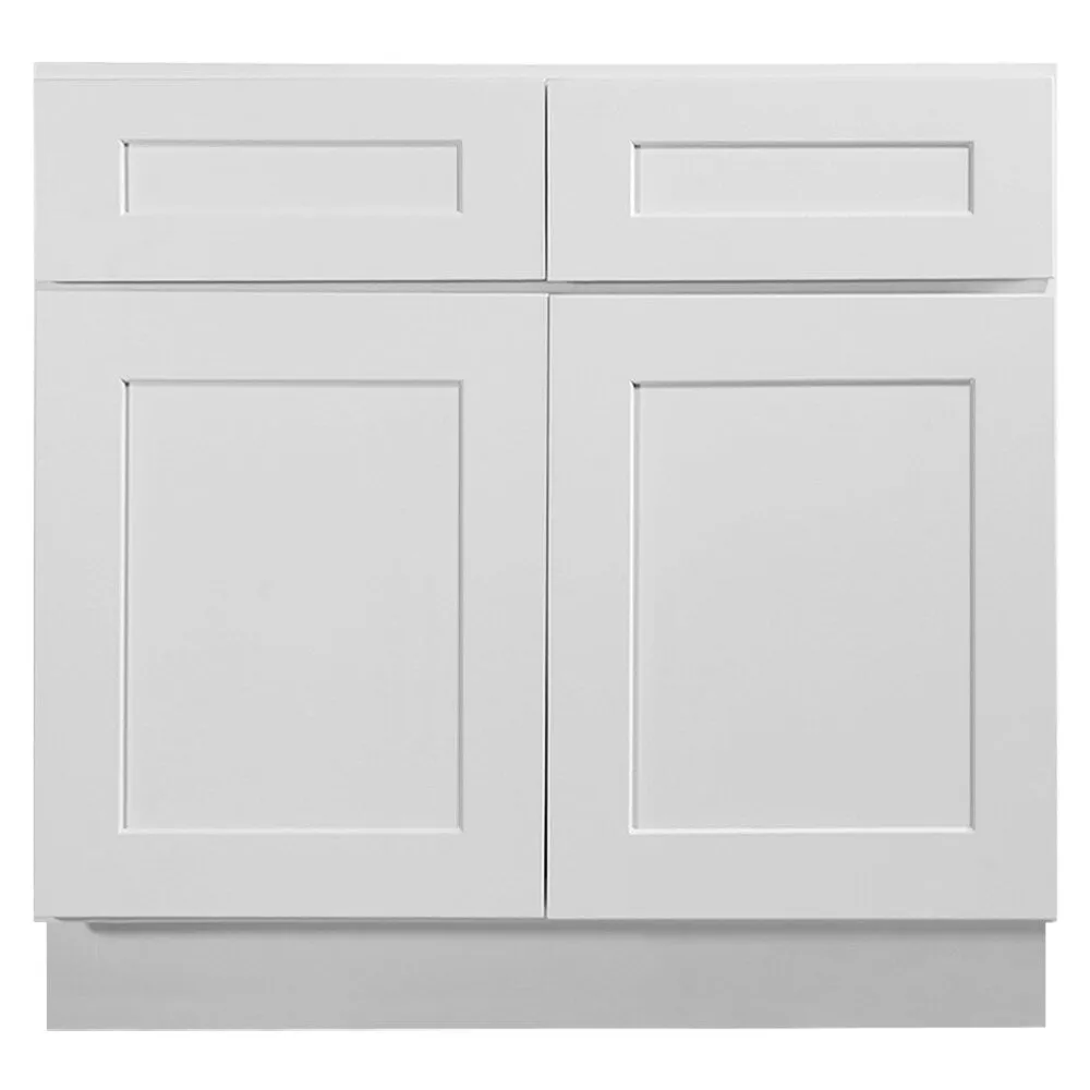 Design House Brookings 36-in W x 34.5-in H x 24-in D White Maple 2-Drawers Base Ready To Assemble Plywood Cabinet (Recessed Panel Shaker Style), photo 8 of 19