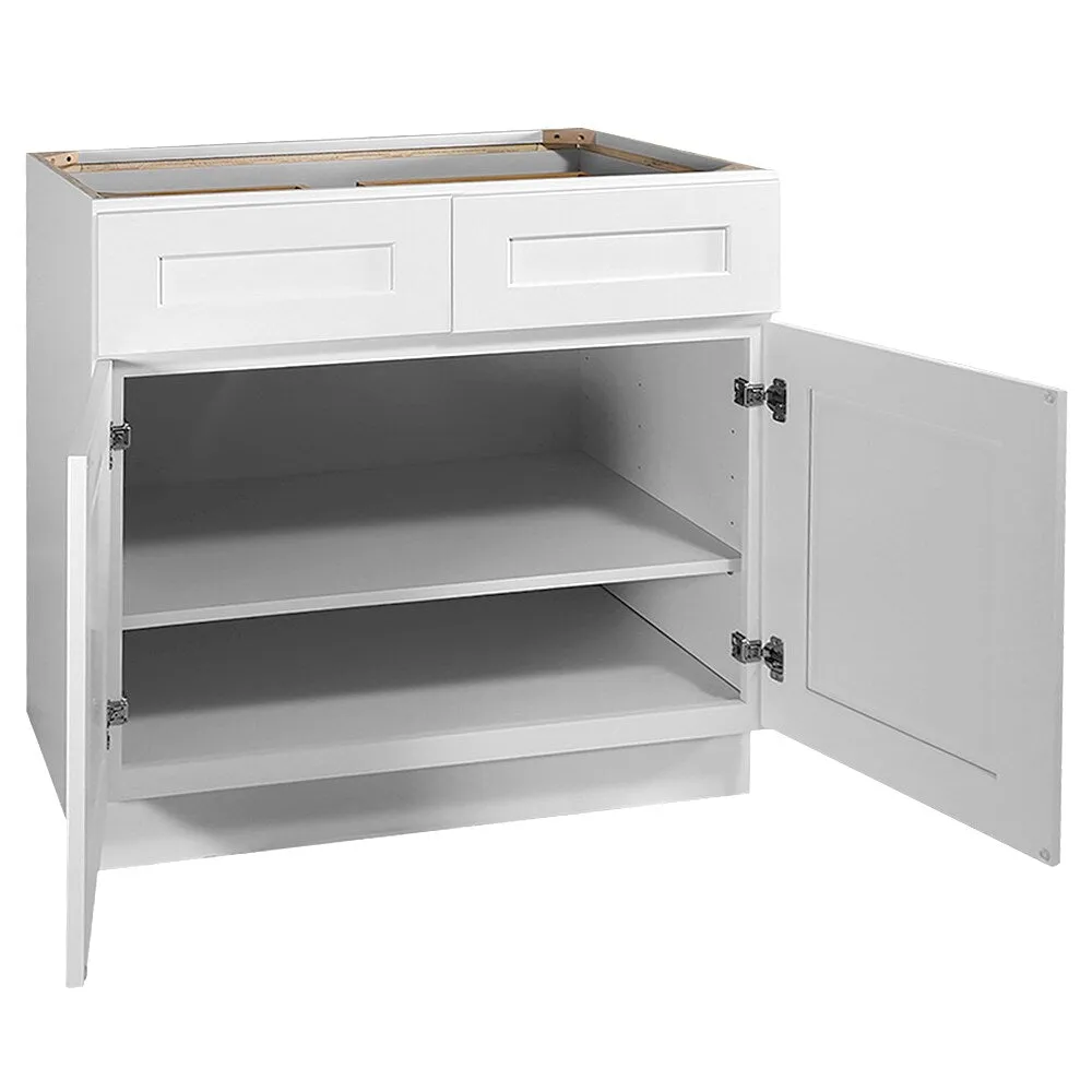 Design House Brookings 36-in W x 34.5-in H x 24-in D White Maple 2-Drawers Base Ready To Assemble Plywood Cabinet (Recessed Panel Shaker Style), photo 7 of 19