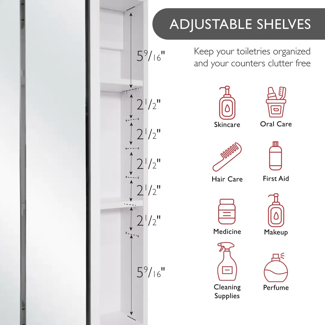 Design House Cyprus 25.1-in x 24.5-in Surface/Recessed Mount Clear Mirrored Medicine Cabinet, photo 5 of 19