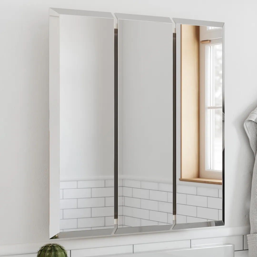 Design House Cyprus 25.1-in x 24.5-in Surface/Recessed Mount Clear Mirrored Medicine Cabinet, photo 10 of 19