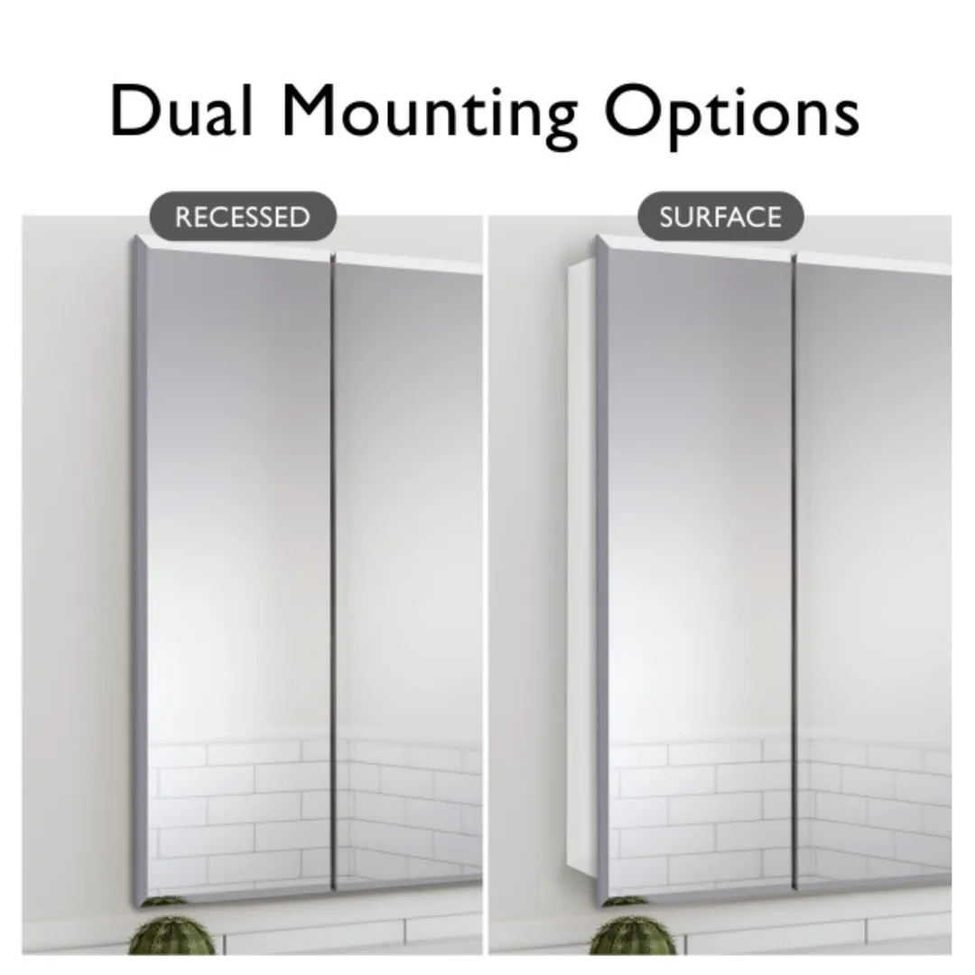 Design House Cyprus 25.1-in x 24.5-in Surface/Recessed Mount Clear Mirrored Medicine Cabinet, photo 3 of 19
