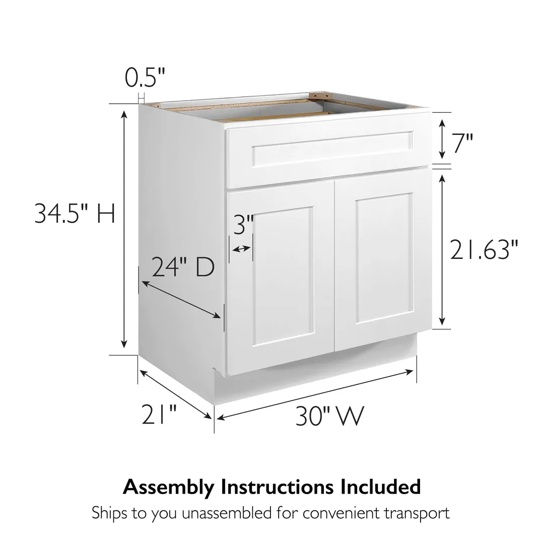 Design House Brookings 30-in W x 34.5-in H x 24-in D White Maple Lazy Susan 1-Drawer Base Fully Assembled Plywood Cabinet (Recessed Panel Shaker Style), photo 3 of 20