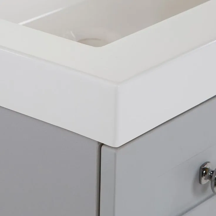 Everdean 24.5 in. W x 19 in. D x 34 in. H Vanity in Pearl Gray with Cultured Marble Vanity Top in White with White Sink, photo 6 of 10