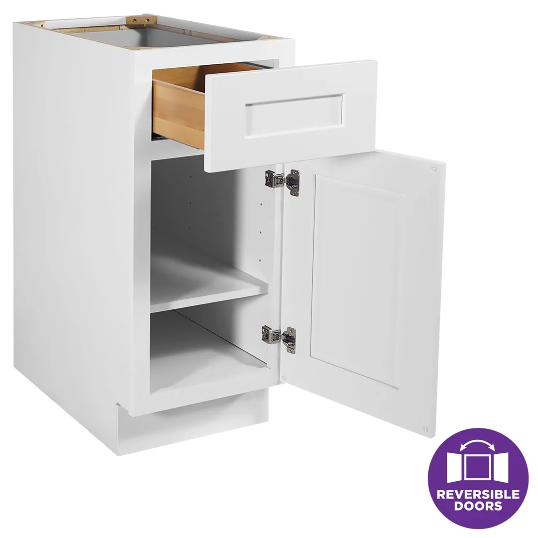 Design House Brookings 15-in W x 34.5-in H x 24-in D White Maple L-shaped 1-Drawer Base Fully Assembled Plywood Cabinet (Recessed Panel Shaker Style), photo 6 of 20