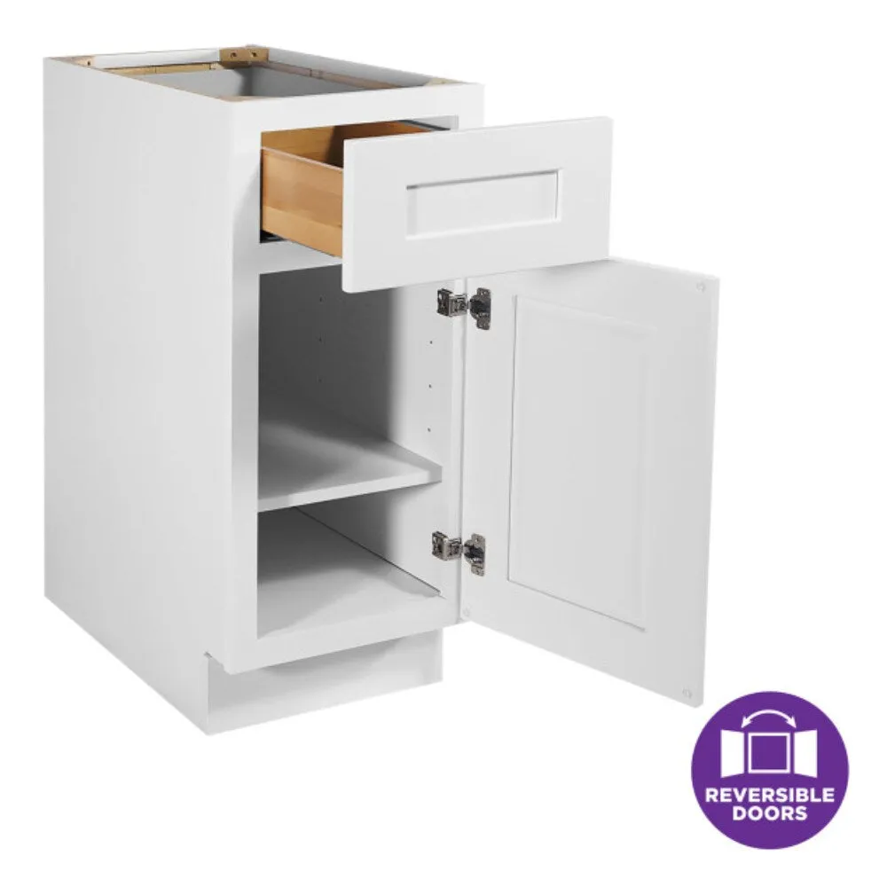 Design House Brookings 12-in W x 34.5-in H x 24-in D White Maple 1-Drawer Base Ready To Assemble Plywood Cabinet (Recessed Panel Shaker Style), photo 4 of 20