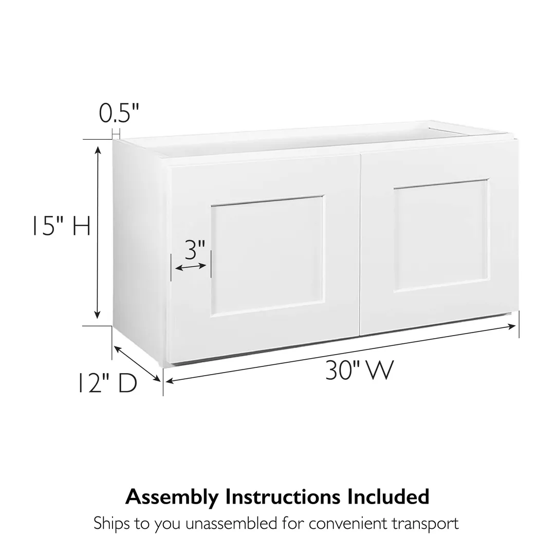 Design House Brookings 30-in W x 15-in H x 12-in D White Maple Wall Ready To Assemble Plywood Cabinet (Recessed Panel Shaker Door Style), photo 3 of 20