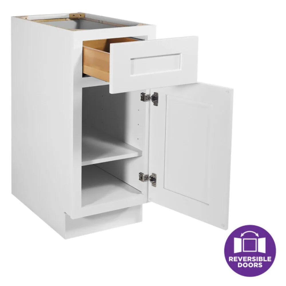 Design House Brookings 18-in W x 34.5-in H x 24-in D White Maple 1-Drawer Base Ready To Assemble Plywood Cabinet (Recessed Panel Shaker Style), photo 3 of 19