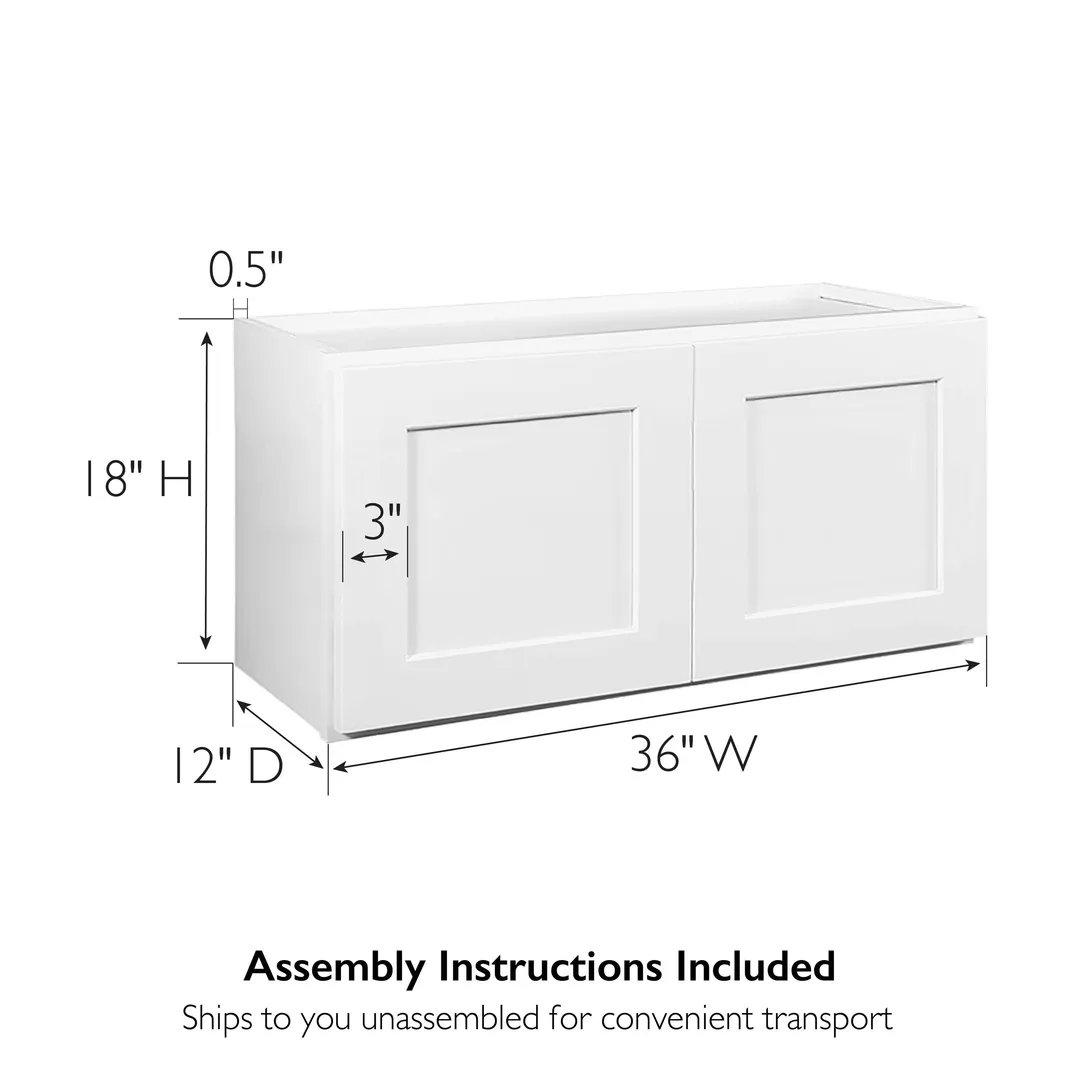 Design House Brookings 36-in W x 18-in H x 12-in D White Maple Wall Ready To Assemble Plywood Cabinet (Recessed Panel Shaker Door Style), photo 3 of 20