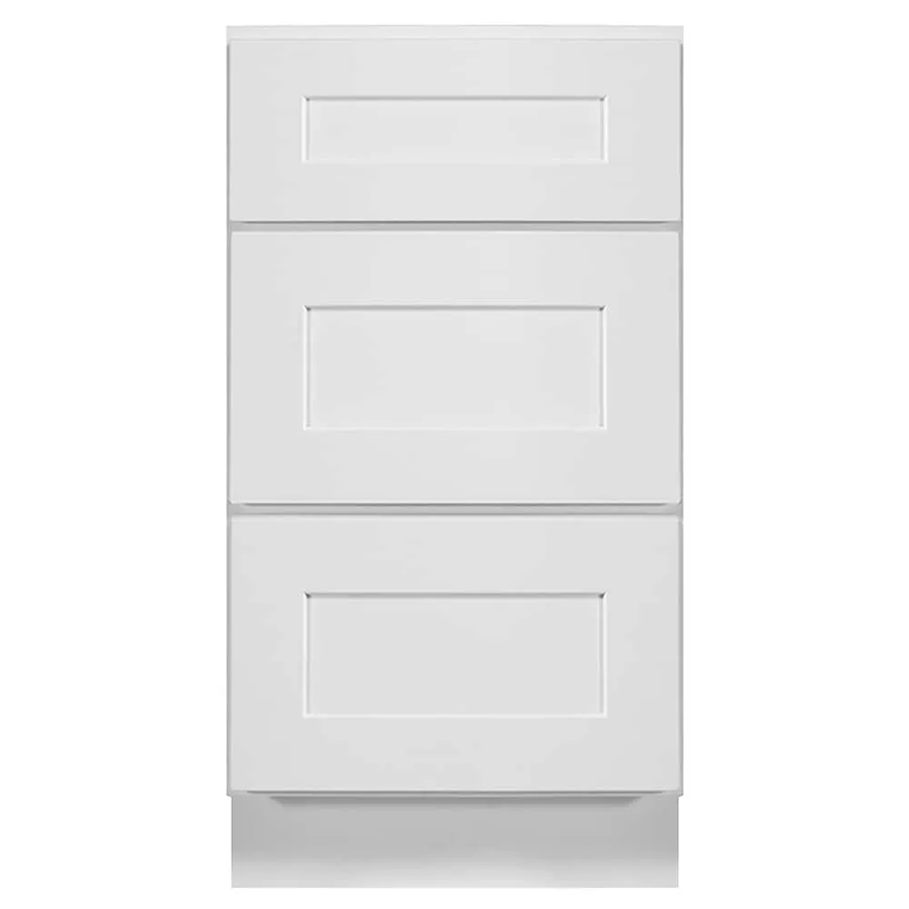 Design House Brookings 18-in W x 34.5-in H x 24-in D White Maple 3-Drawer Base Ready To Assemble Plywood Cabinet (Recessed Panel Style), photo 8 of 20