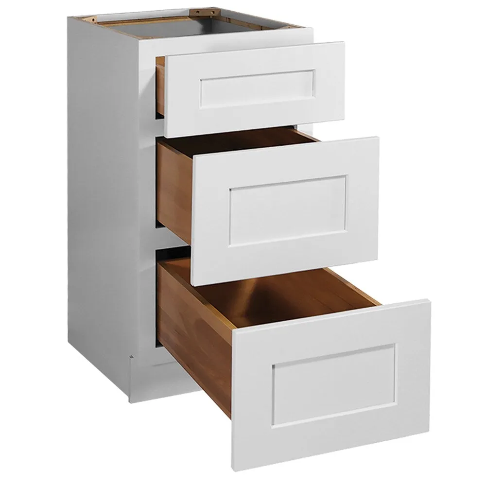 Design House Brookings 18-in W x 34.5-in H x 24-in D White Maple 3-Drawer Base Fully Assembled Plywood Cabinet (Recessed Panel Style), photo 7 of 20