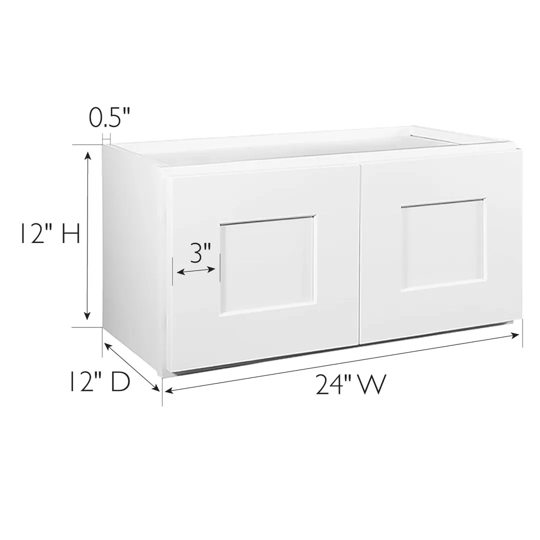 Design House Brookings 24-in W x 12-in H x 12-in D White Maple Wall Ready To Assemble Plywood Cabinet (Recessed Panel Shaker Door Style), photo 3 of 20