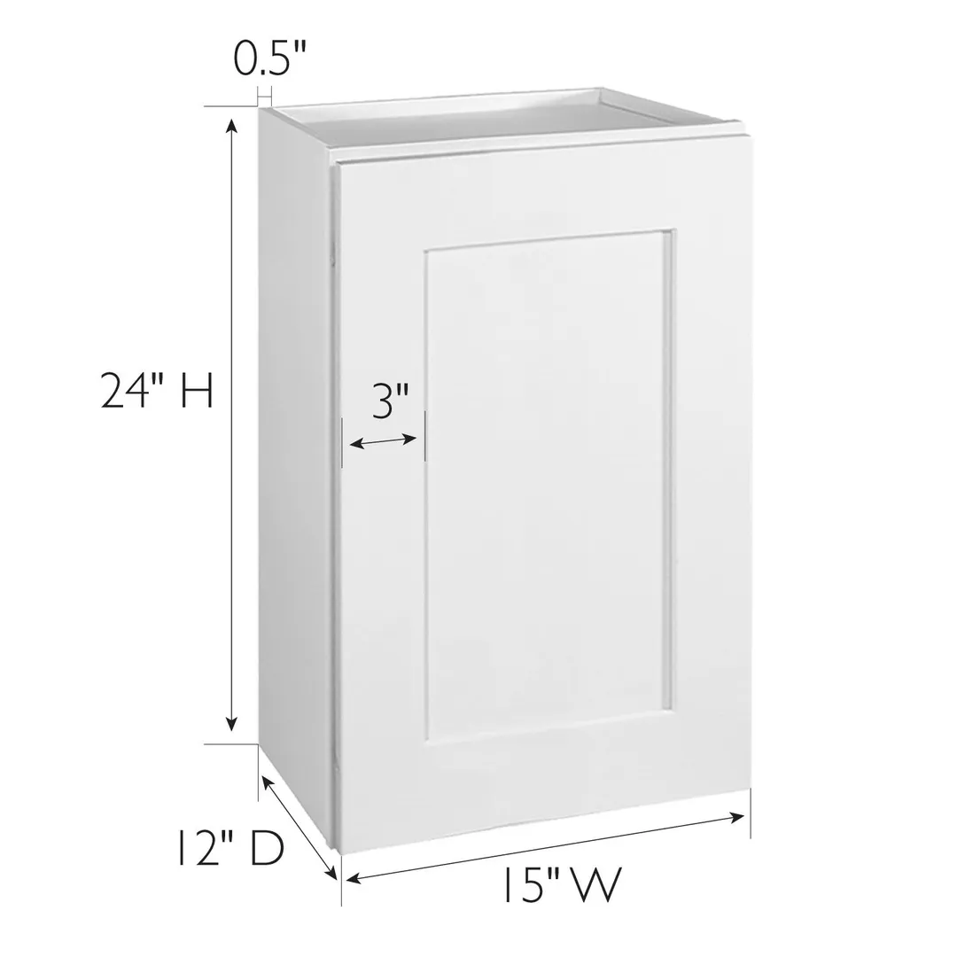 Design House Brookings 15-in W x 24-in H x 12-in D White Maple Wall Ready To Assemble Plywood Cabinet (Recessed Panel Shaker Door Style), photo 3 of 17