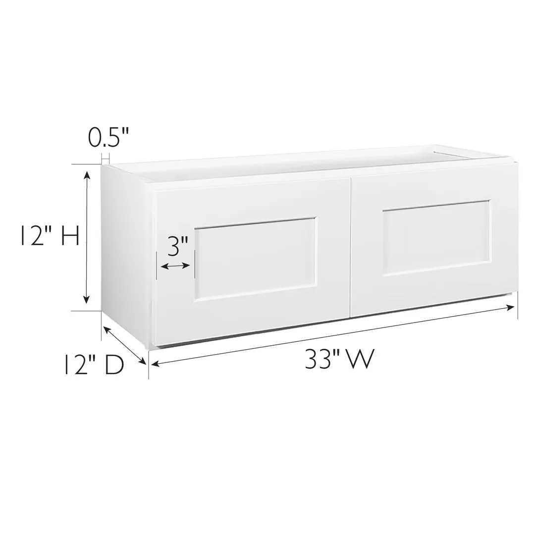 Design House Brookings 33-in W x 12-in H x 12-in D White Maple Wall Ready To Assemble Plywood Cabinet (Recessed Panel Shaker Door Style), photo 3 of 20