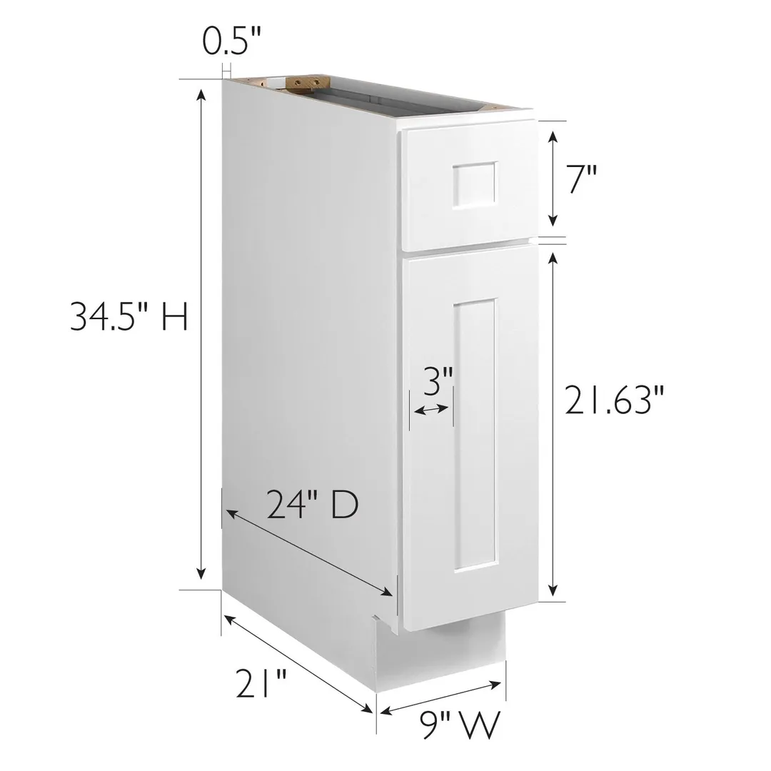 Design House Brookings 9-in W x 34.5-in H x 24-in D White Maple 1-Drawer Base Ready To Assemble Plywood Cabinet (Recessed Panel Shaker Style), photo 2 of 15