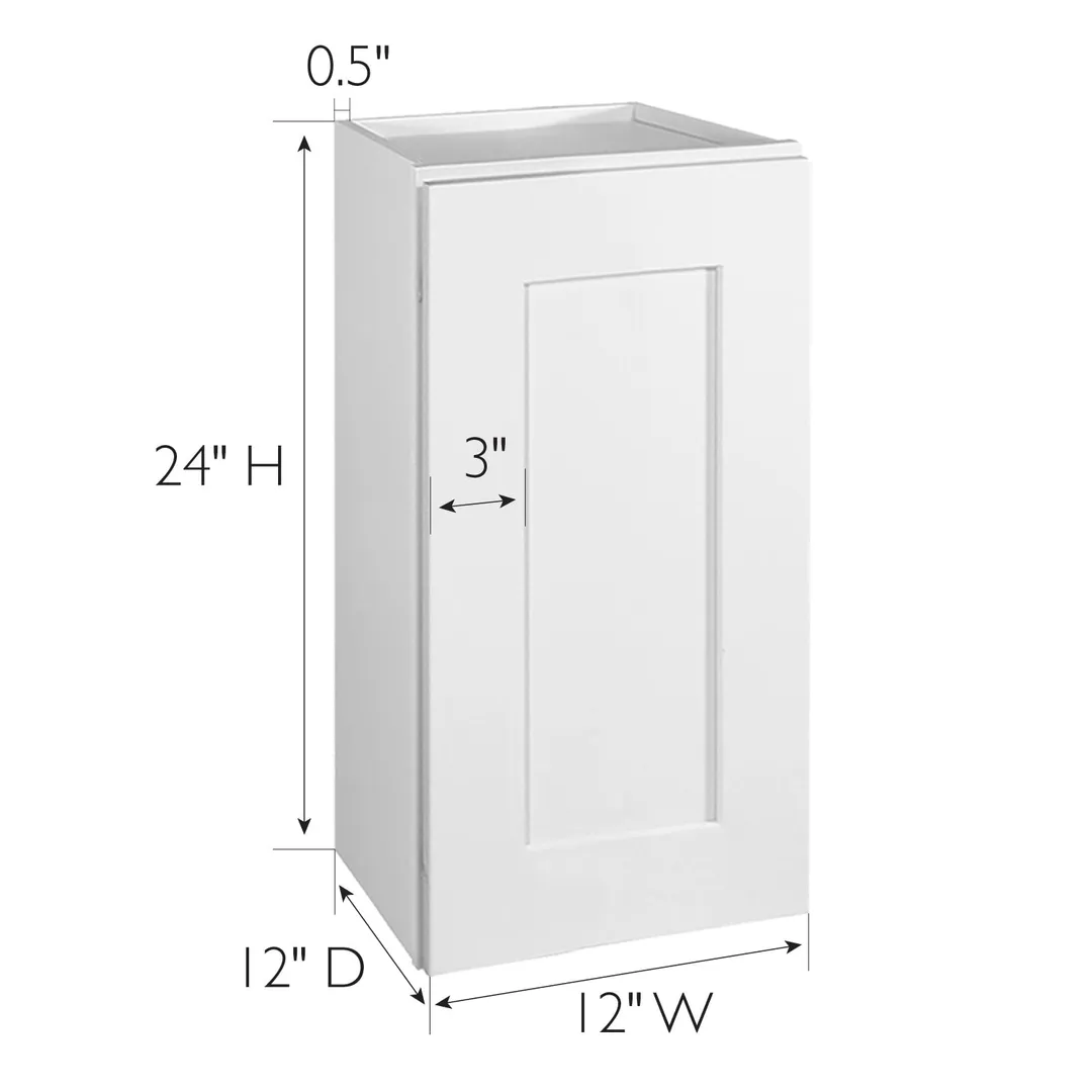 Design House Brookings 12-in W x 24-in H x 12-in D White Maple Wall Ready To Assemble Plywood Cabinet (Recessed Panel Shaker Door Style), photo 3 of 20