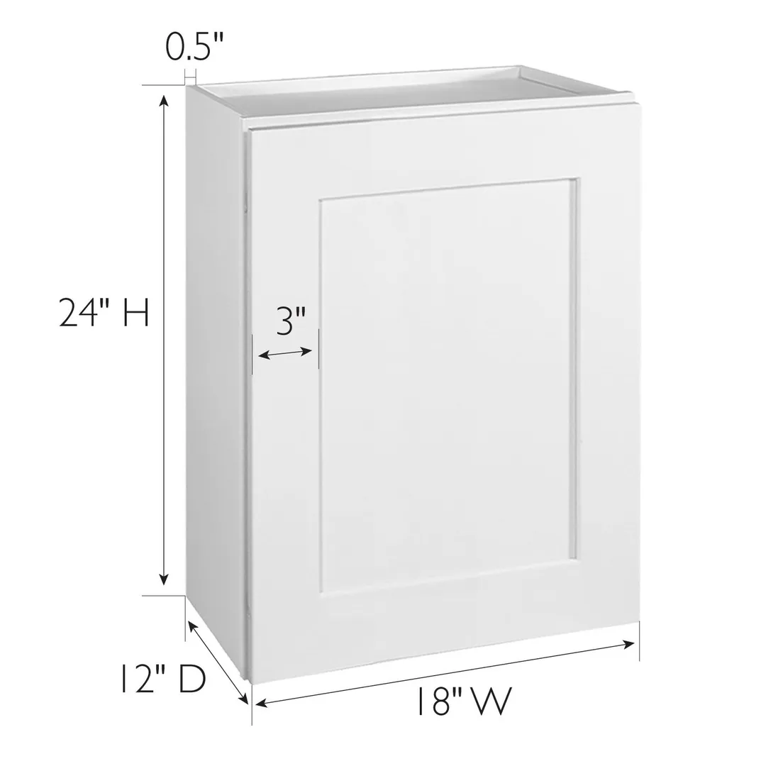 Design House Brookings 18-in W x 24-in H x 12-in D White Maple Wall Ready To Assemble Plywood Cabinet (Recessed Panel Shaker Door Style), photo 3 of 19