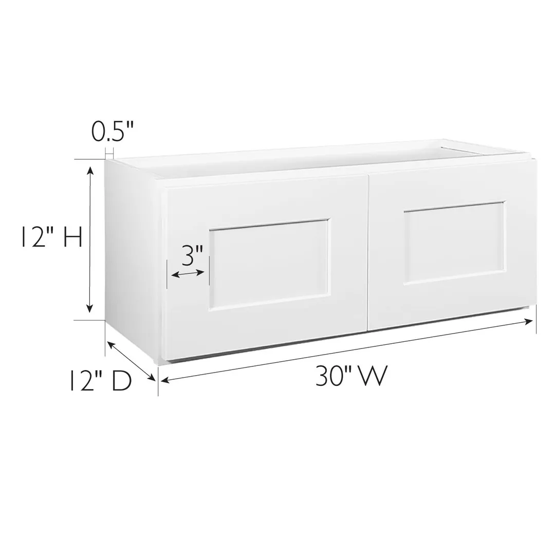 Design House Brookings 30-in W x 12-in H x 12-in D White Maple Wall Ready To Assemble Plywood Cabinet (Recessed Panel Shaker Door Style), photo 3 of 20