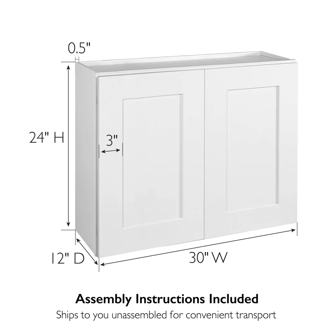 Design House Brookings 30-in W x 24-in H x 12-in D White Maple Wall Ready To Assemble Plywood Cabinet (Recessed Panel Shaker Door Style), photo 3 of 20