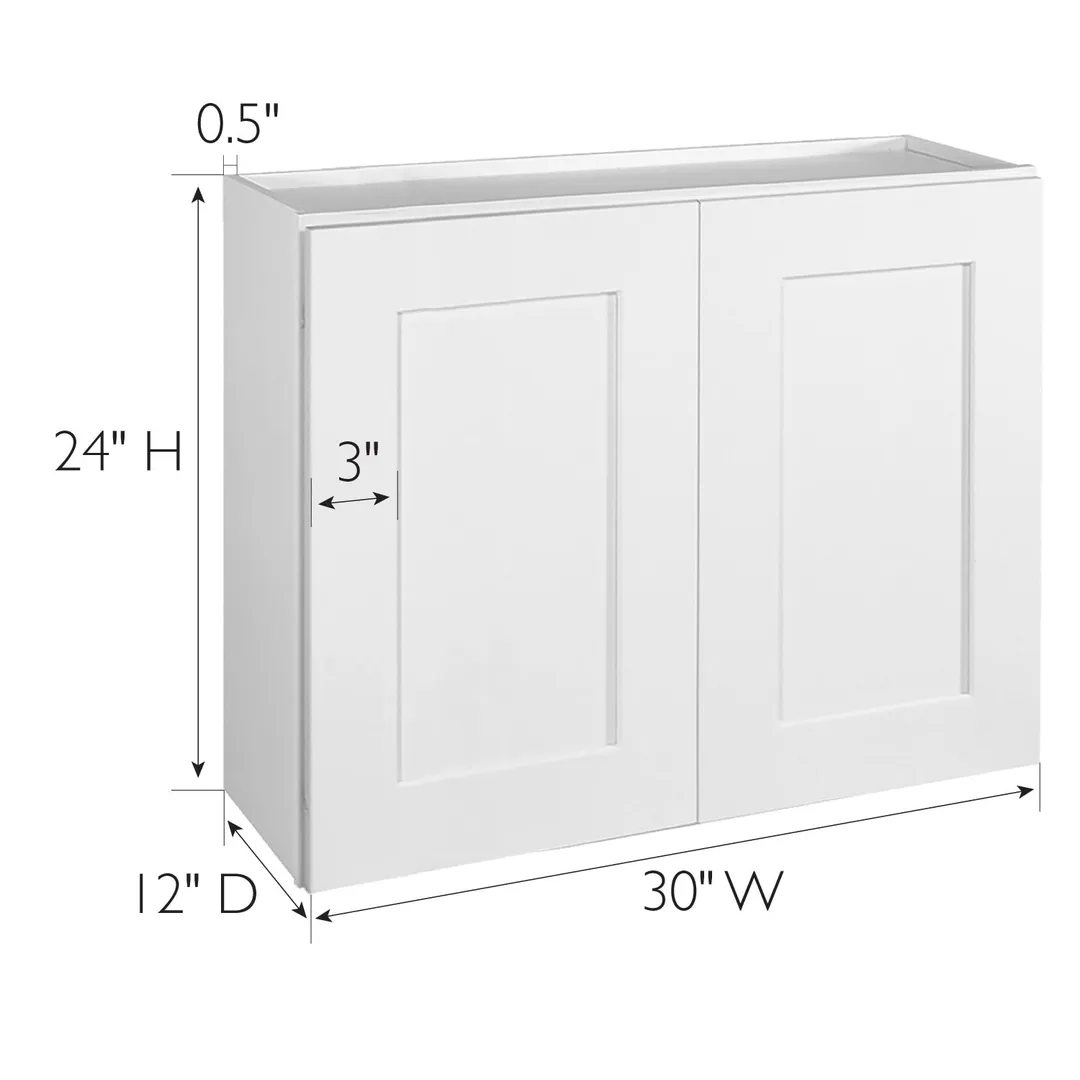 Design House Brookings 30-in W x 24-in H x 12-in D White Maple Wall Fully Assembled Plywood Cabinet (Recessed Panel Shaker Door Style), photo 4 of 19