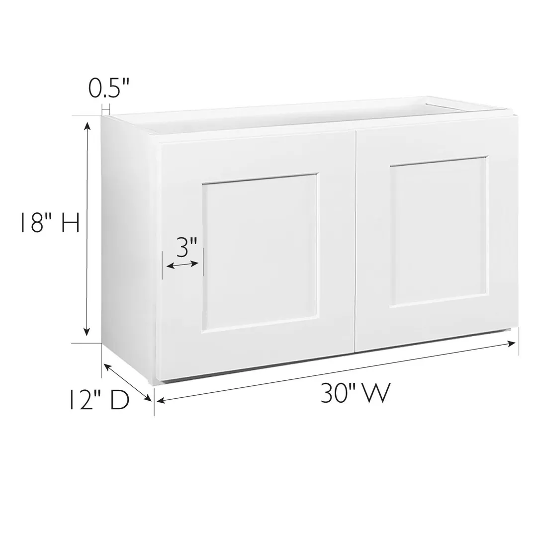 Design House Brookings 30-in W x 18-in H x 12-in D White Maple Wall Ready To Assemble Plywood Cabinet (Recessed Panel Shaker Door Style), photo 3 of 20