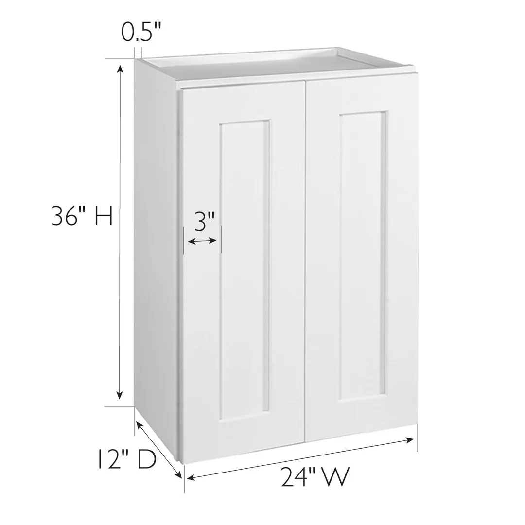 Design House Brookings 24-in W x 36-in H x 12-in D White Maple Wall Ready To Assemble Plywood Cabinet (Recessed Panel Shaker Door Style), photo 3 of 20