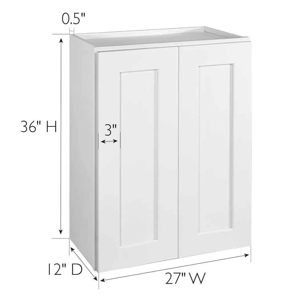 Design House Brookings 27-in W x 36-in H x 12-in D White Maple Wall Ready To Assemble Plywood Cabinet (Recessed Panel Shaker Door Style), photo 3 of 20