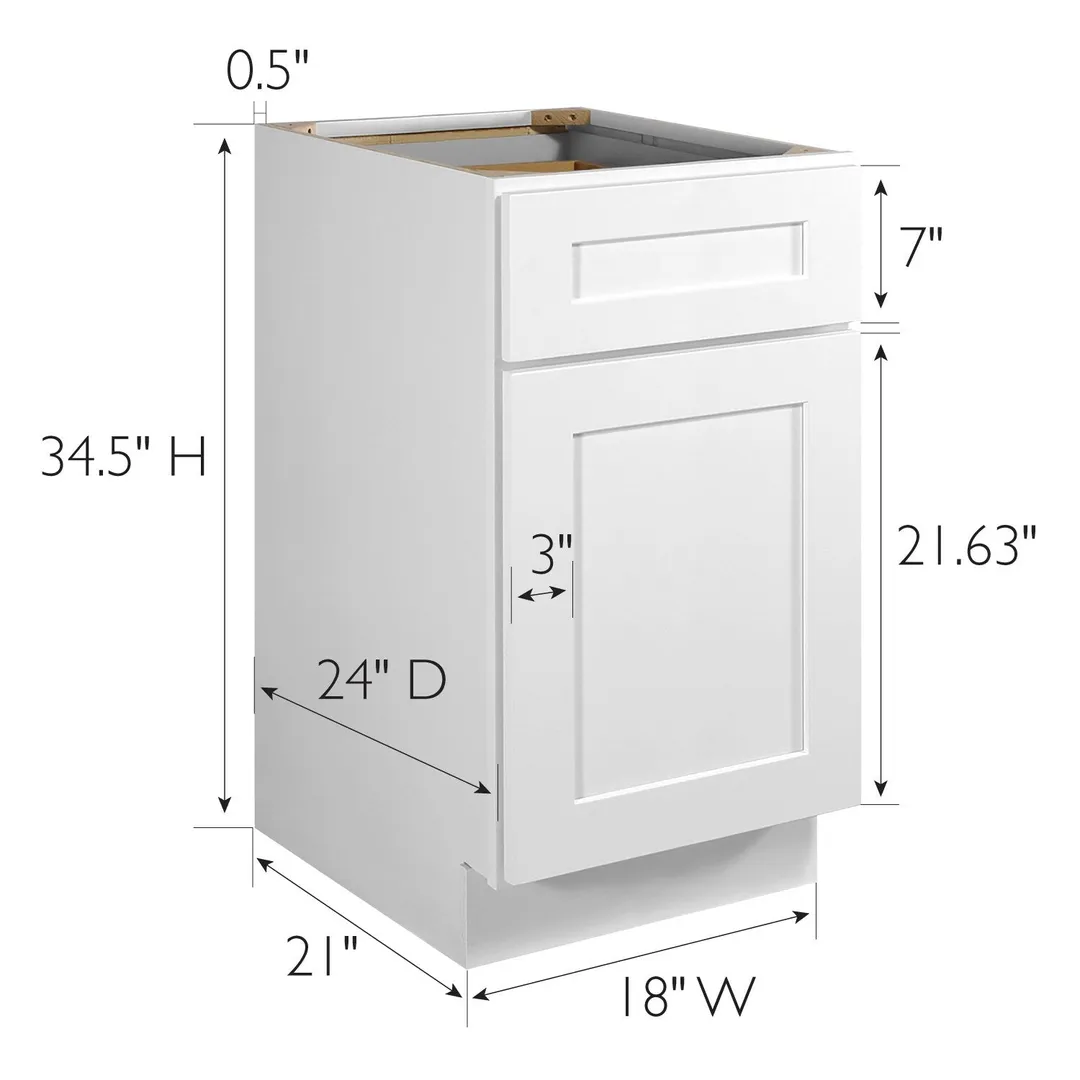 Design House Brookings 18-in W x 34.5-in H x 24-in D White Maple 1-Drawer Base Ready To Assemble Plywood Cabinet (Recessed Panel Shaker Style), photo 2 of 19