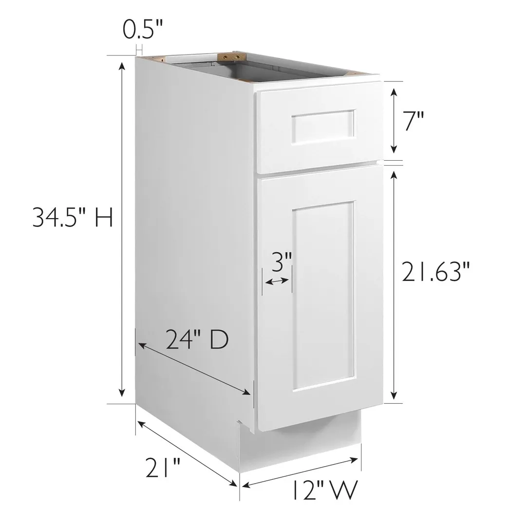 Design House Brookings 12-in W x 34.5-in H x 24-in D White Maple 1-Drawer Base Ready To Assemble Plywood Cabinet (Recessed Panel Shaker Style), photo 2 of 20
