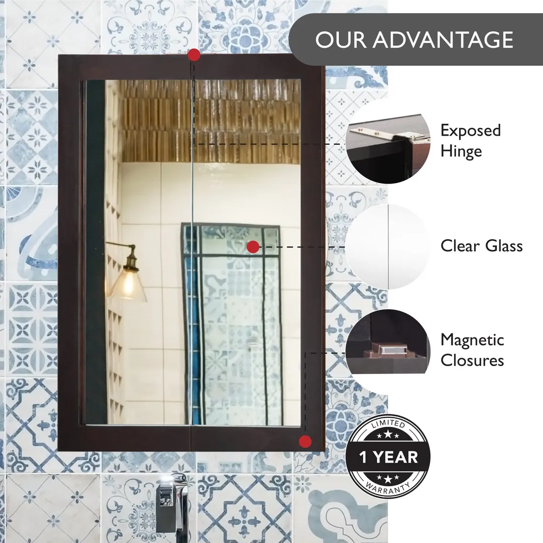 Design House Ventura 24-in x 30-in Surface Mount Espresso Mirrored Medicine Cabinet, photo 3 of 15