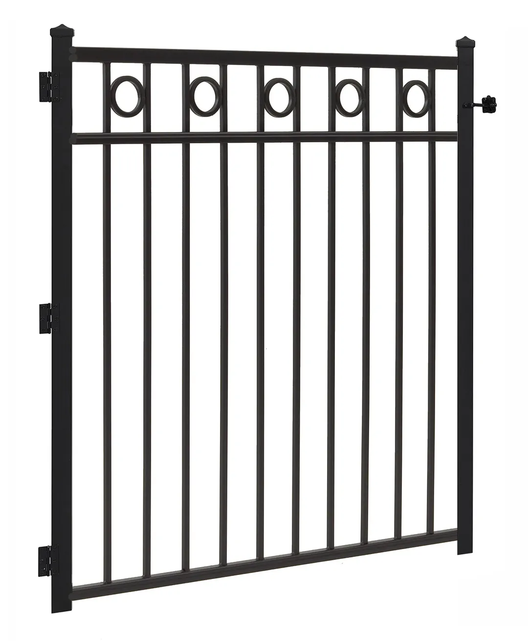 Gilpin 6-ft H x 4-ft W Black Steel Decorative Metal Straight-top Decorative Standard Fence Gate, photo 2 of 4