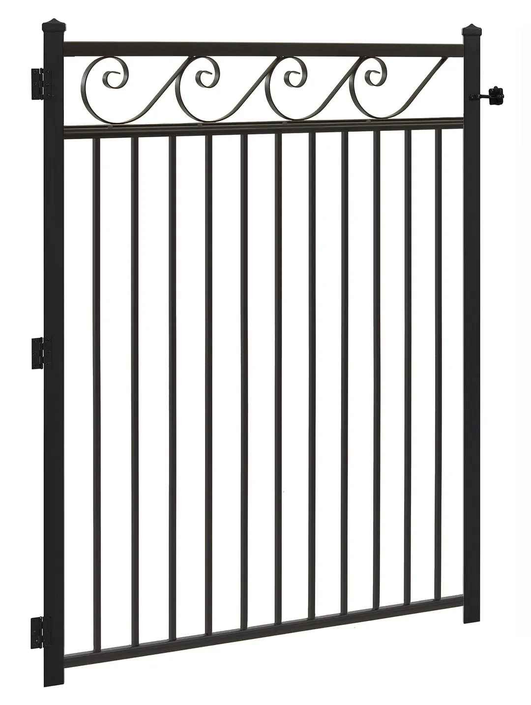 Gilpin 6-ft H x 4-ft W Black Steel Decorative Metal Straight-top Decorative Standard Fence Gate, photo 2 of 4