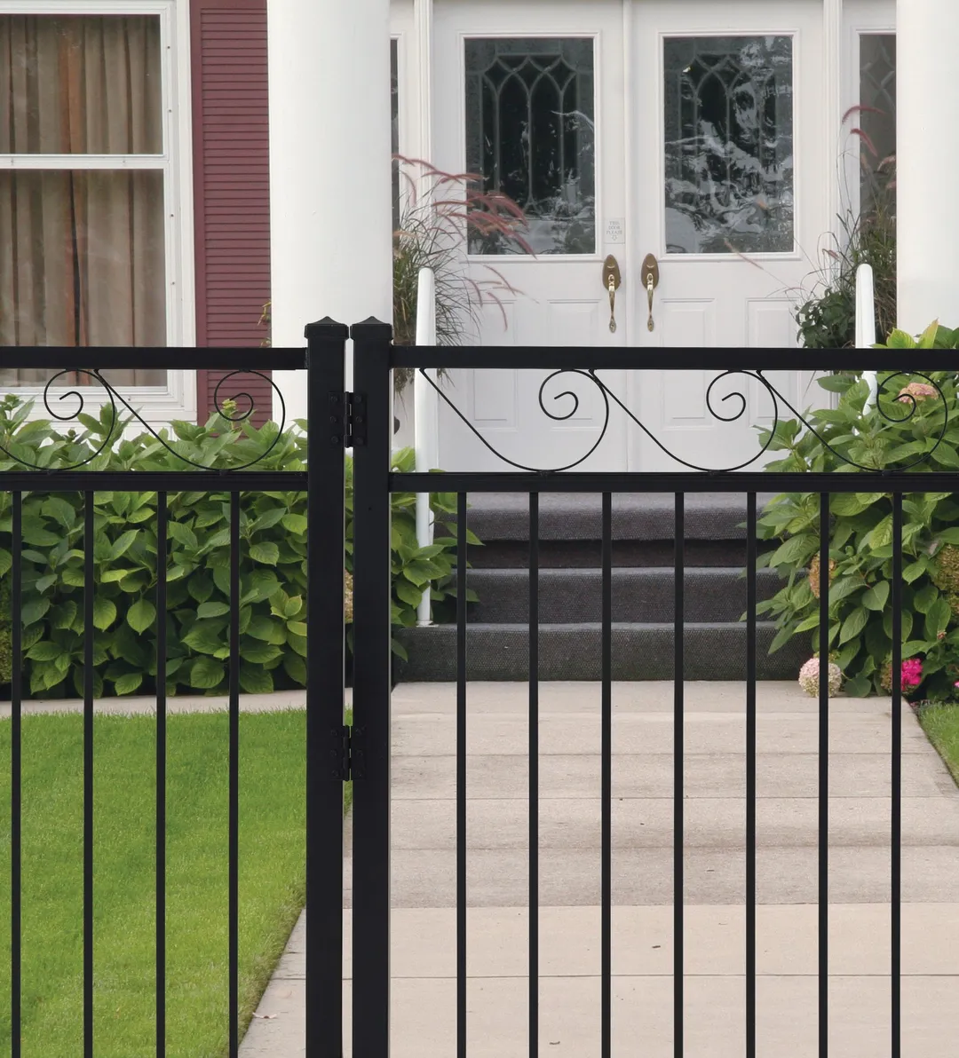 Gilpin 6-ft H x 4-ft W Black Steel Decorative Metal Straight-top Decorative Standard Fence Gate, photo 4 of 4
