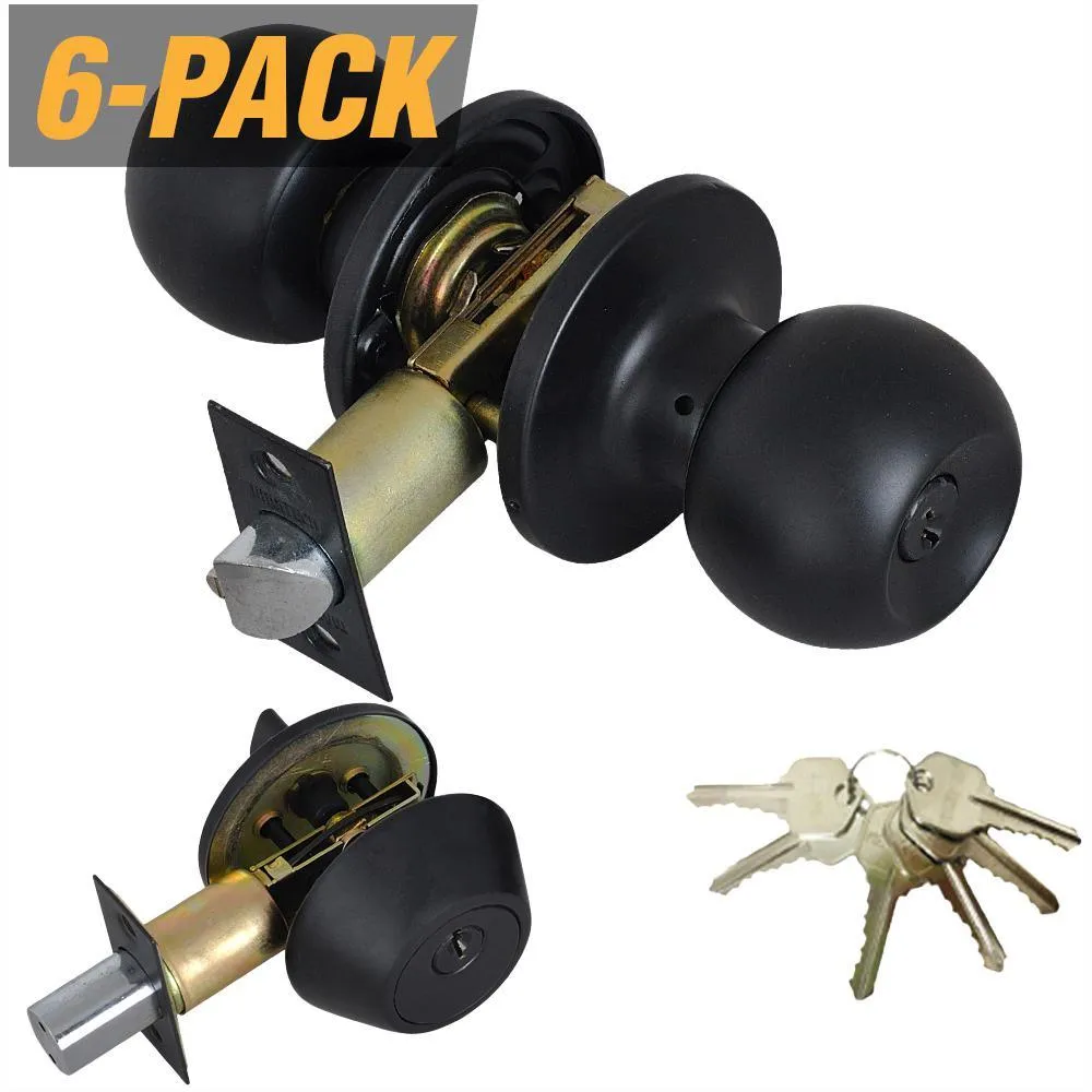 Stainless Steel Entry Door Knob Combo Lock Set with Deadbolt and 36 Keys Total, (6-Pack, Keyed Alike), photo 6 of 6