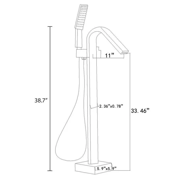 1-Handle Freestanding Floor Mount Roman Tub Faucet Bathtub Filler with Hand Shower in Chrome, photo 6 of 11