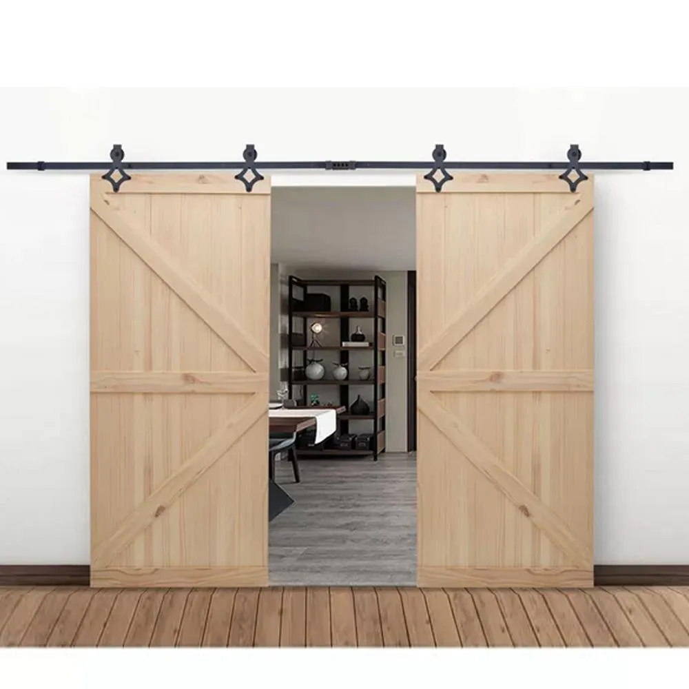 CALHOME 12 ft. Classic American Country Sliding Standard Double Track Barn Door Hardware Kit, photo 2 of 6
