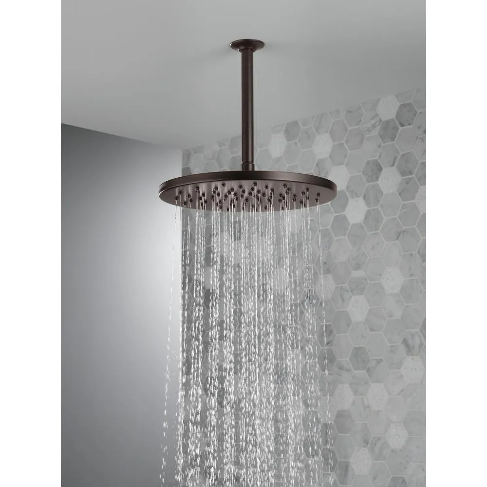 1-Spray 11.8 in. Single Wall Mount Fixed Rain Shower Head in Venetian Bronze, photo 2 of 10
