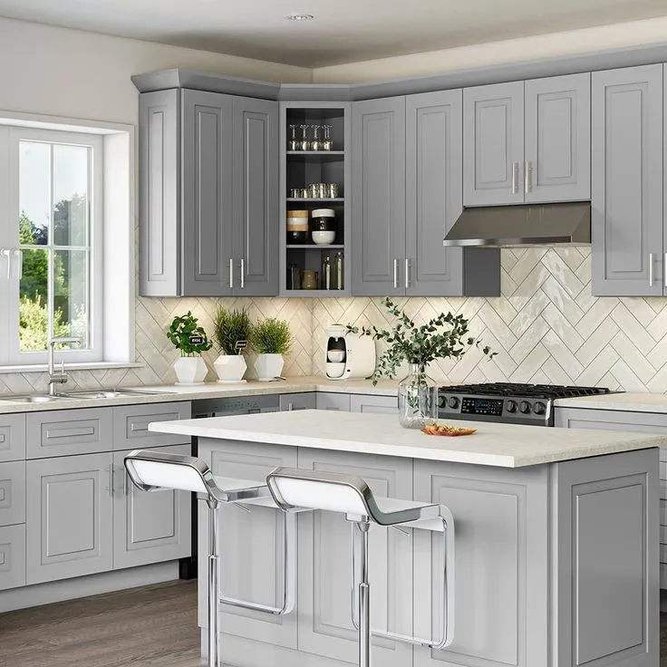 Home Decorators Collection Grayson 30 in. W x 24 in. D x 34.5 in. H Assembled Plywood Base Kitchen Cabinet in Pearl Gray with 2ROT Soft Close, photo 8 of 9