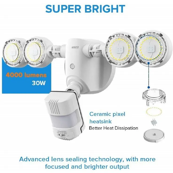 SANSI 30-Watt 4000 Lumens 180-Degree White Motion Sensor Outdoor Integrated LED 5000K Waterproof Dusk to Dawn Flood Light, photo 7 of 7