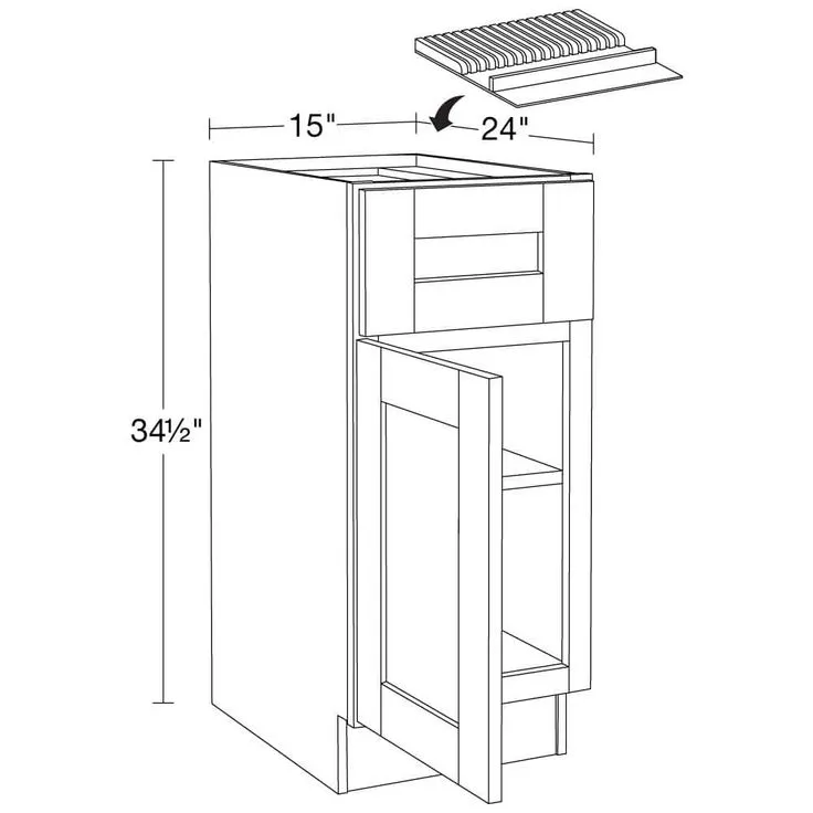 Home Decorators Collection Washington 15 W in. x 24 D in. x 34.5 in. H Vessel Blue Plywood Shaker Assembled Base Kitchen Cabinet Left Knife Block, photo 4 of 6