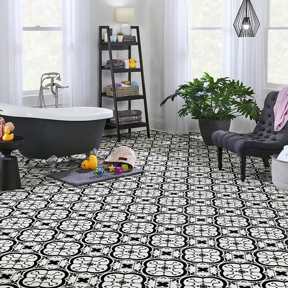 STAINMASTER (Sample) Bilbao Tile Waterproof Patterned Look Glue-Down Sheet Vinyl, 6-in x 9-in, 9.84-mil Wear Layer, photo 3 of 5