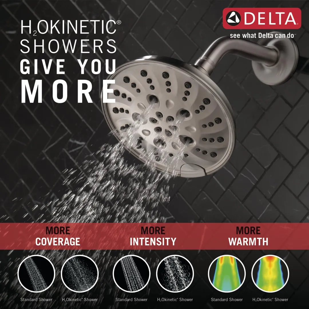 Delta Sandover SpotShield Brushed Nickel 1-Handle Bathtub and Shower Faucet with Valve, 6-in Showerhead, photo 4 of 8