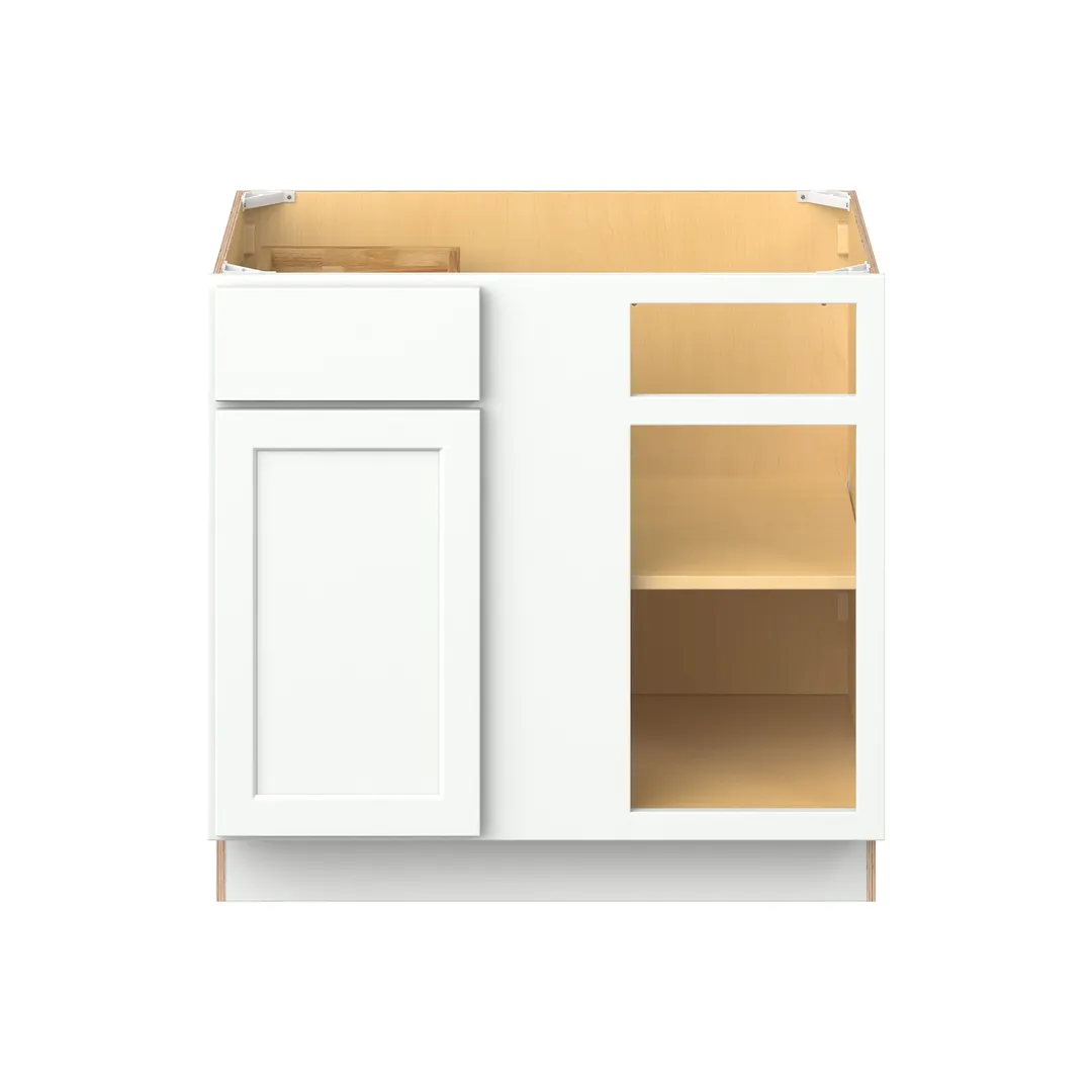 Hugo&Borg PRO Glendale 36-in W x 34.5-in H x 24-in D Pure White Blind 1-Drawer Corner Base Ready To Assemble Plywood Cabinet (Recessed Panel Shaker Style), photo 12 of 12